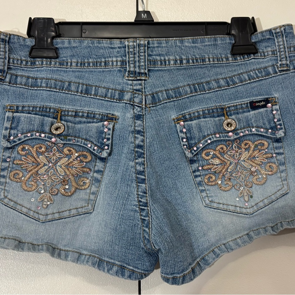Angels Light Blue Denim Shorts - Picture 6 of 9